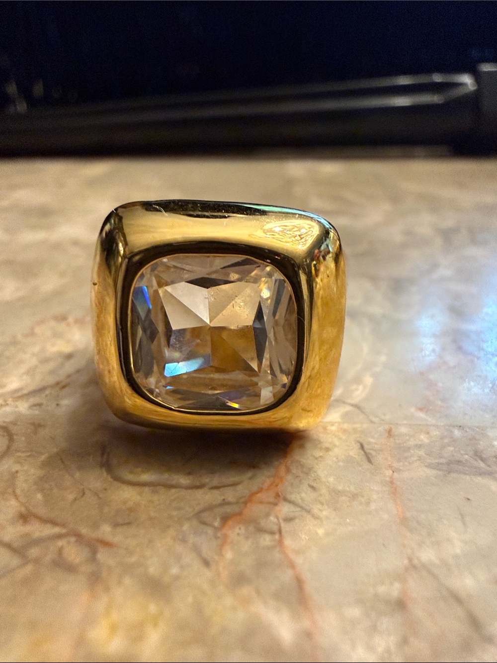 Gorgeous Sterling silver Vermeil cushion, cut, sapphire stone flush set  ring